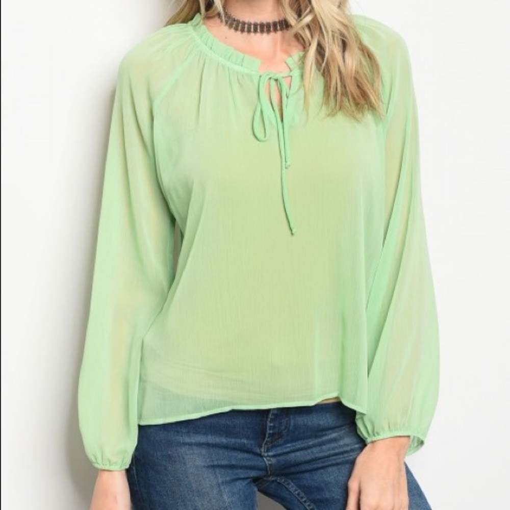 NWOT. GREEN SHEER TOP